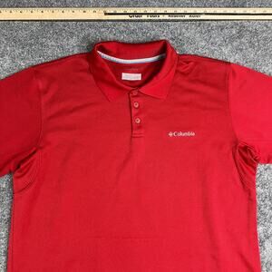 Columbia Polo Shirt Mens L Red Performance Golf Activewear Quick Dry